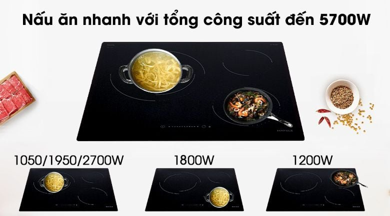 Bếp hồng ngoại Hafele HC-R603D (536.01.901) được trang bị 3 vùng nấu hồng ngoại