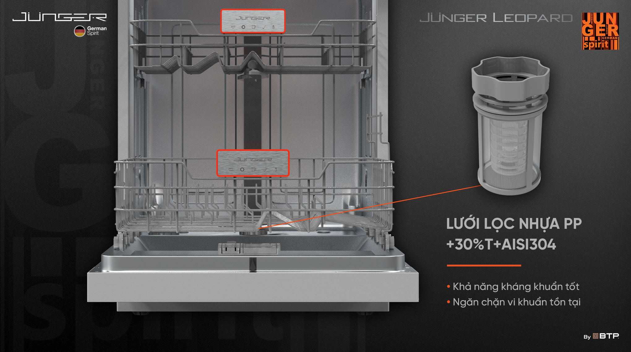 Lưới lọc làm bằng vật liệu PP+30%T+AISI304 kháng khuẩn cực tốt bảo vệ máy khỏi vi khuẩn hiệu quả
