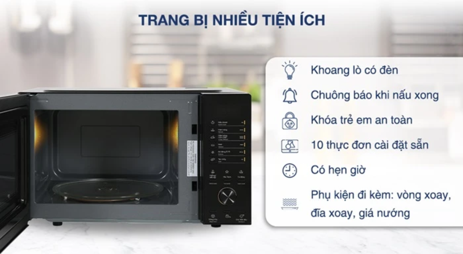 Lò vi sóng hiện đại ngày nay được tích hợp hàng loạt chức năng tiện ích thông minh