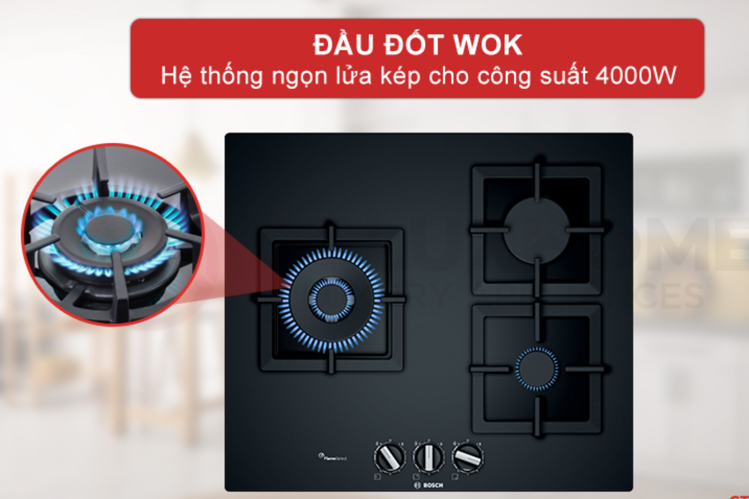 Bếp gas Bosch nổi tiếng với chất lượng chuẩn châu Âu, độ bền cao và thiết kế sang trọng