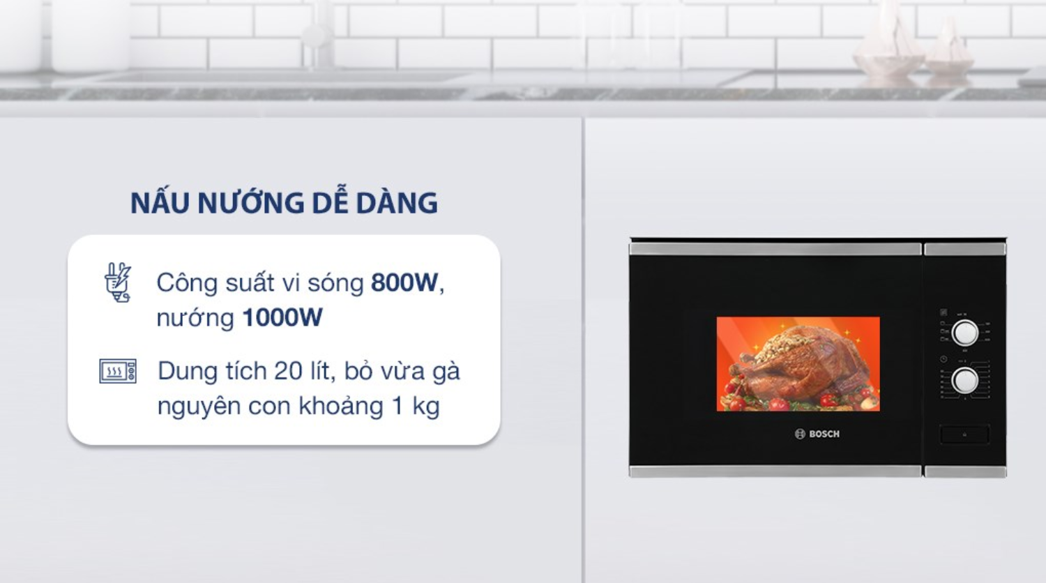 Sự kết hợp giữa công nghệ vi sóng và chế độ nướng (Grill) mang đến khả năng nấu nướng linh hoạt