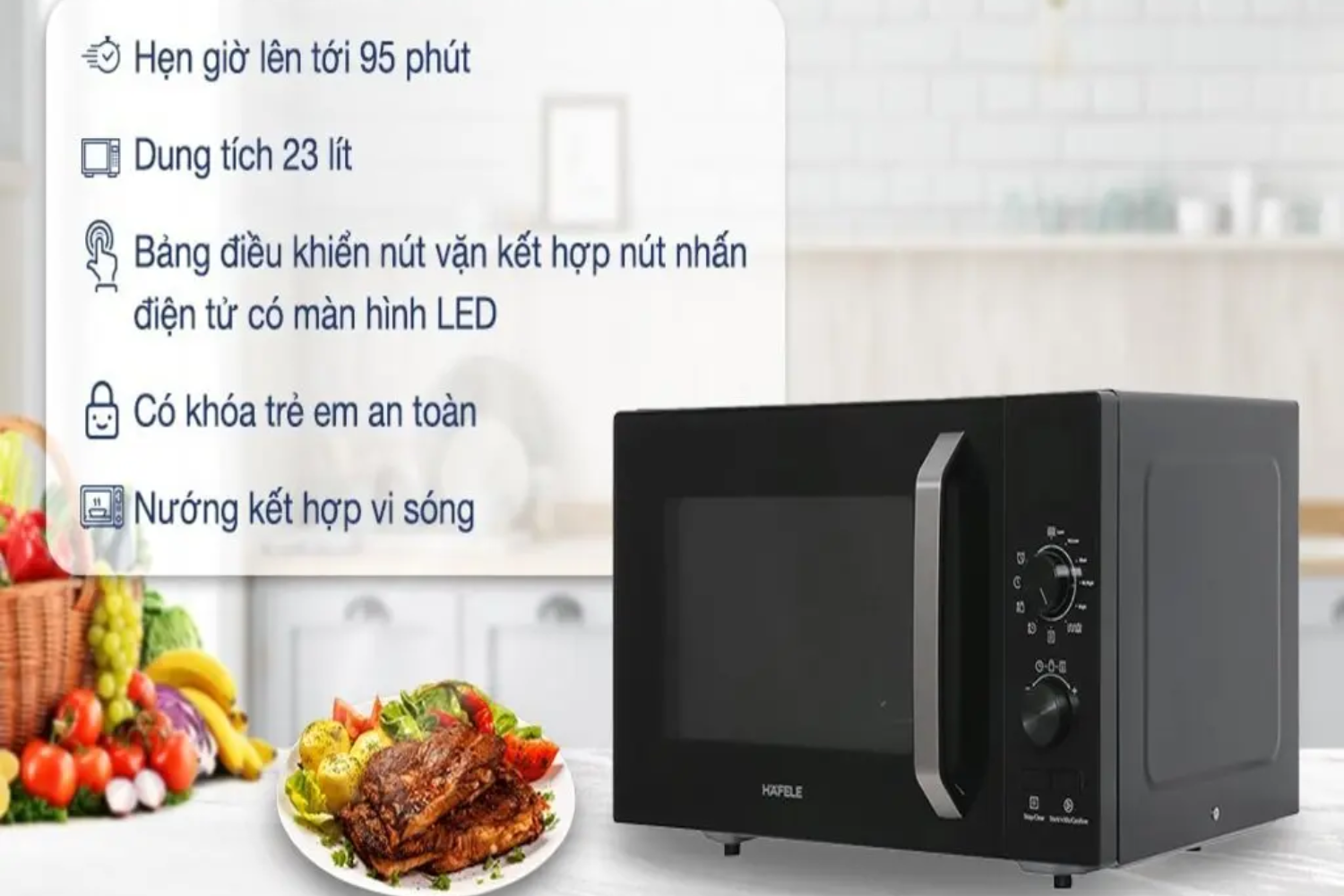 Hầu hết lò vi sóng đều hiện nay đều có khóa trẻ em, tự ngắt khi mở cửa, bảo vệ người dùng.