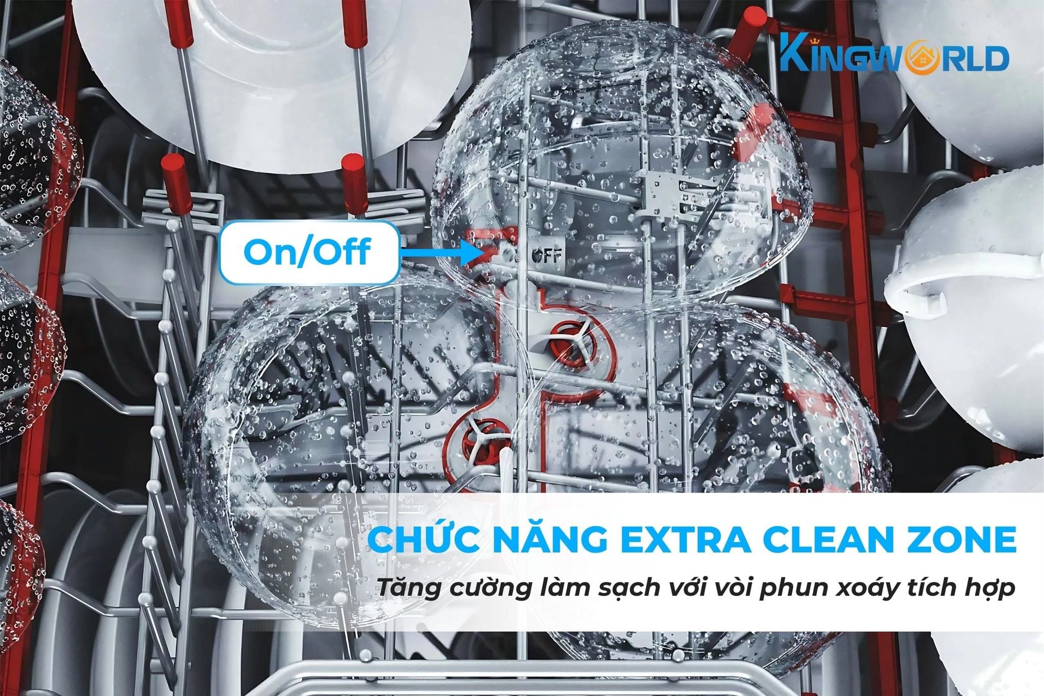 Extra Clean Zone giúp tăng cường áp lực nước và vòi phun ở vùng cần làm sạch