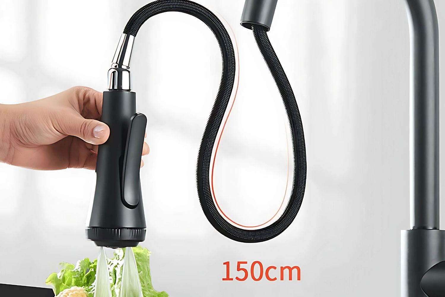 Vòi rửa bát nóng lạnh đầu vòi dây rút kéo dài lên đến 150cm