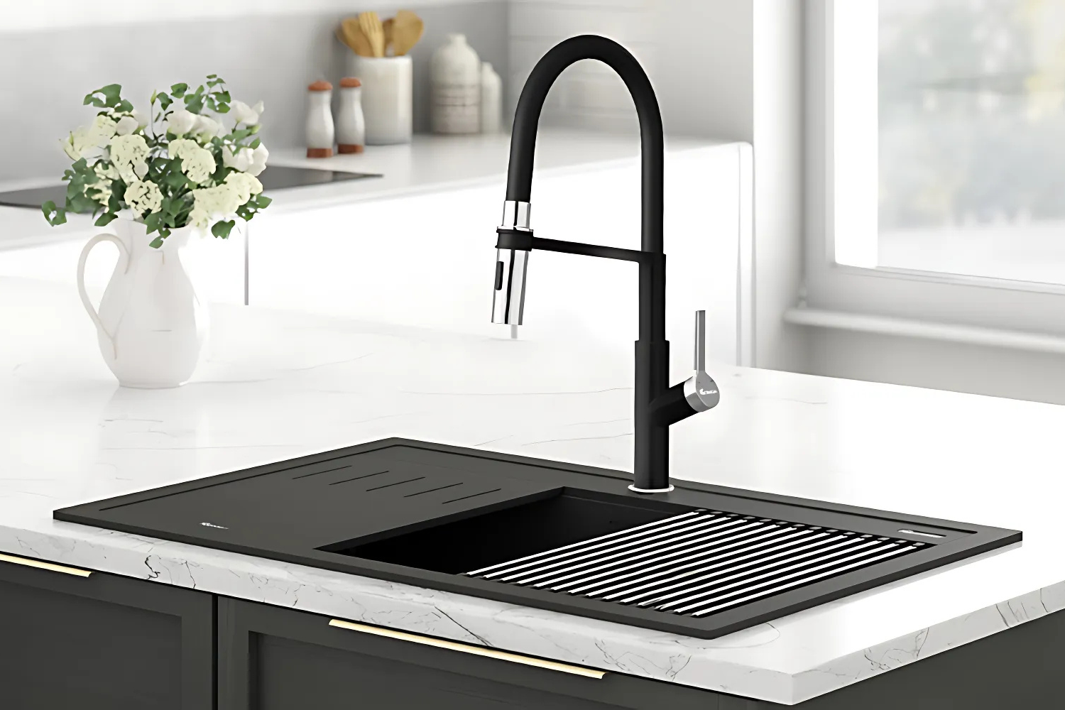 Vòi rửa bát thân mềm linh hoạt, dễ vệ sinh góc khó tiếp cận