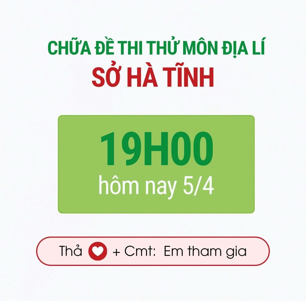 Sở Hà Tĩnh - Đề thi thử TN THPT môn Địa lí sở Hà Tĩnh | Lớp học Địa lý cô Mai Anh