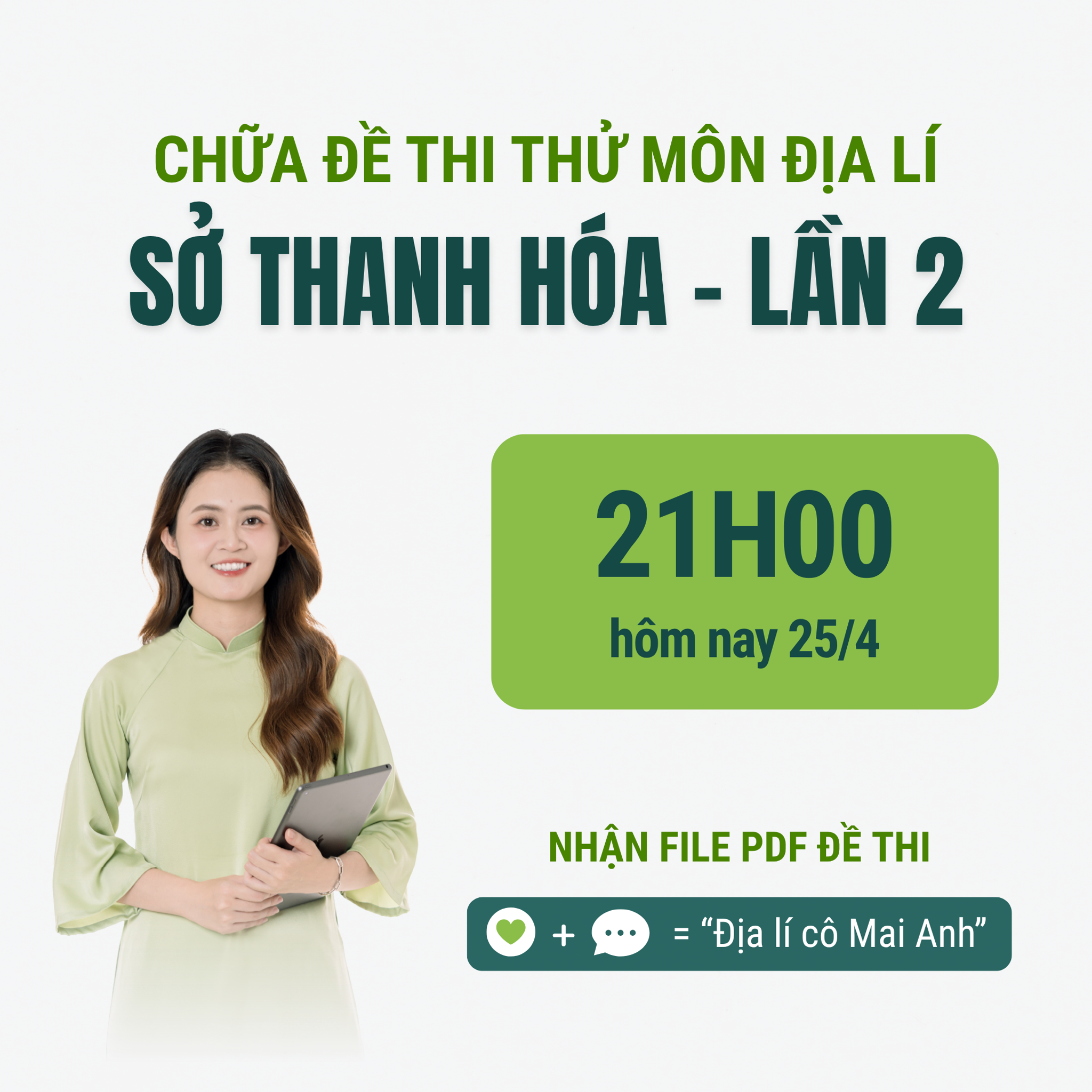 Sở THANH HOÁ Lần 2 - Đề thi thử TN THPT môn Địa lí sở Thanh Hoá lần 2 | Lớp học Địa lý cô Mai Anh
