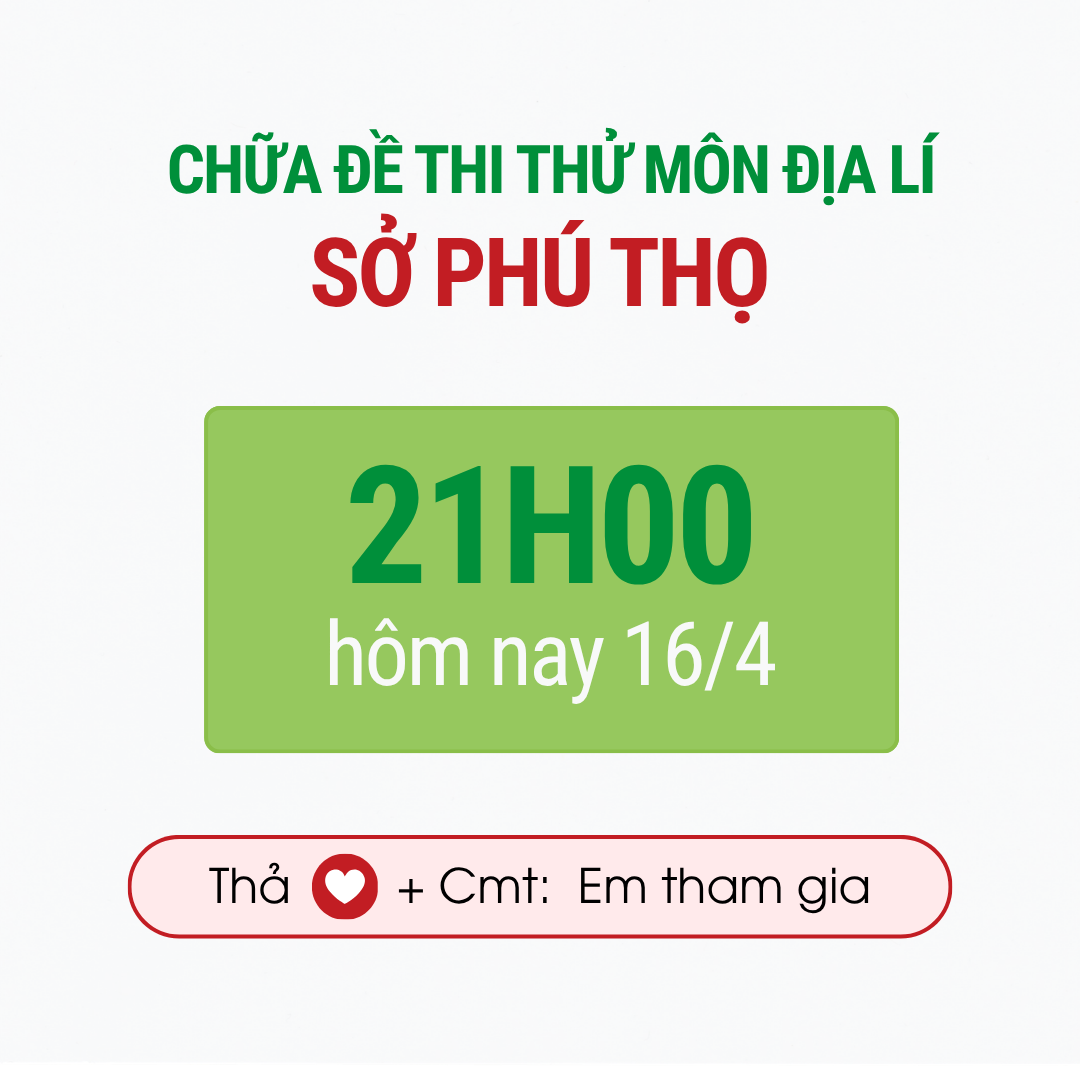 Sở PHÚ THỌ - Đề thi thử TN THPT môn Địa lí sở Phú Thọ | Lớp học Địa lý cô Mai Anh