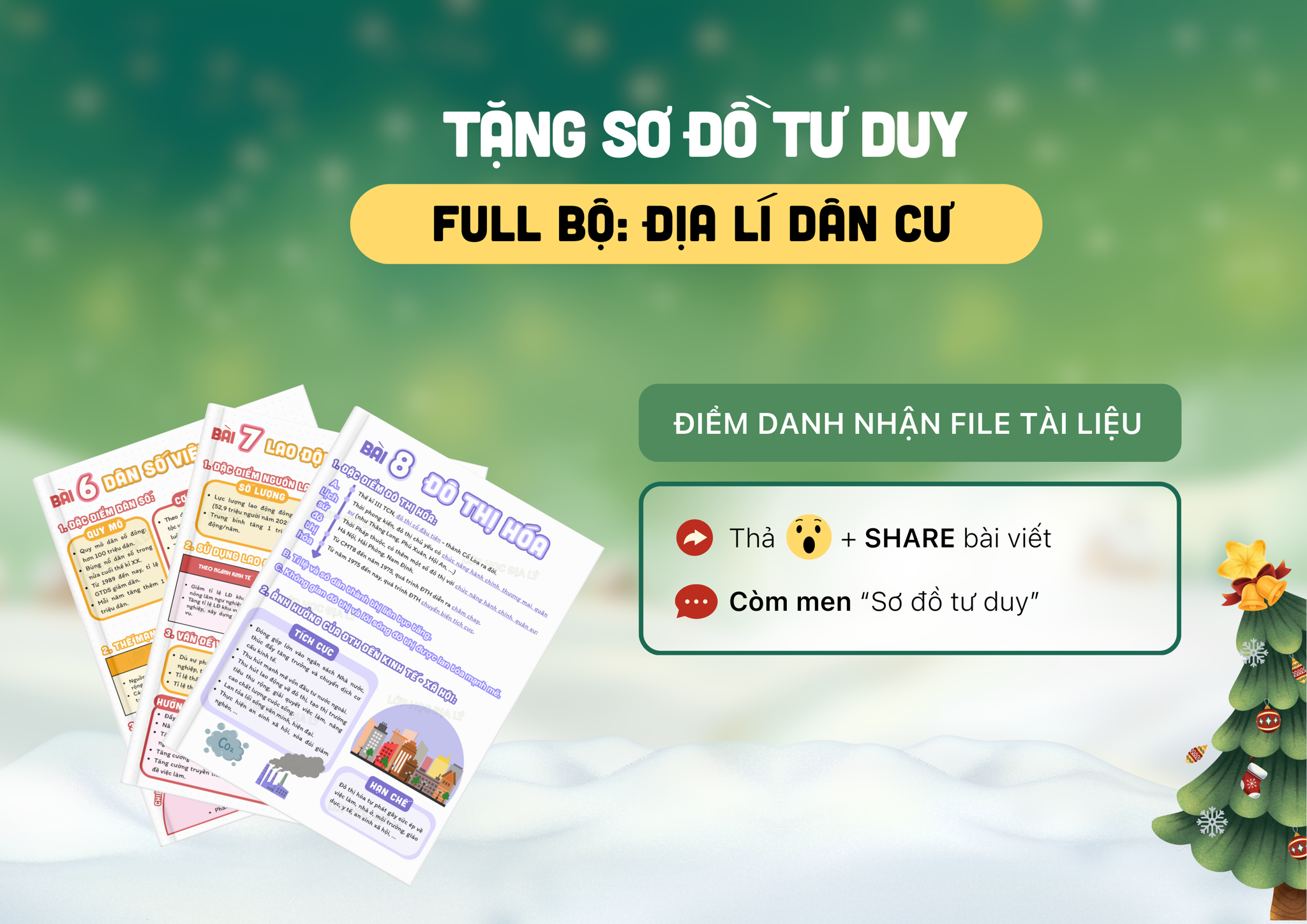Full bộ sơ đồ tư duy phần Địa lí dân cư - Lớp học Địa lý cô Mai Anh