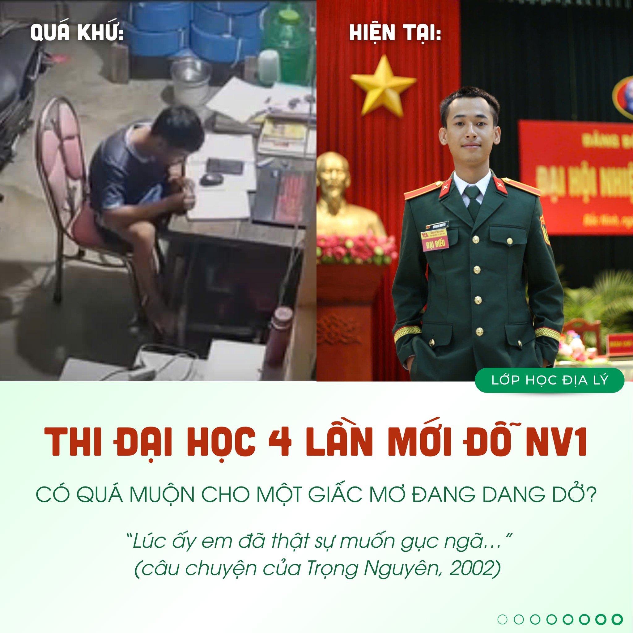 THI ĐẠI HỌC 4 LẦN ĐỂ CHẠM TỚI ƯỚC MƠ SĨ QUAN CHÍNH TRỊ: CÓ QUÁ MUỘN ĐỂ CHINH PHỤC ƯỚC MƠ?