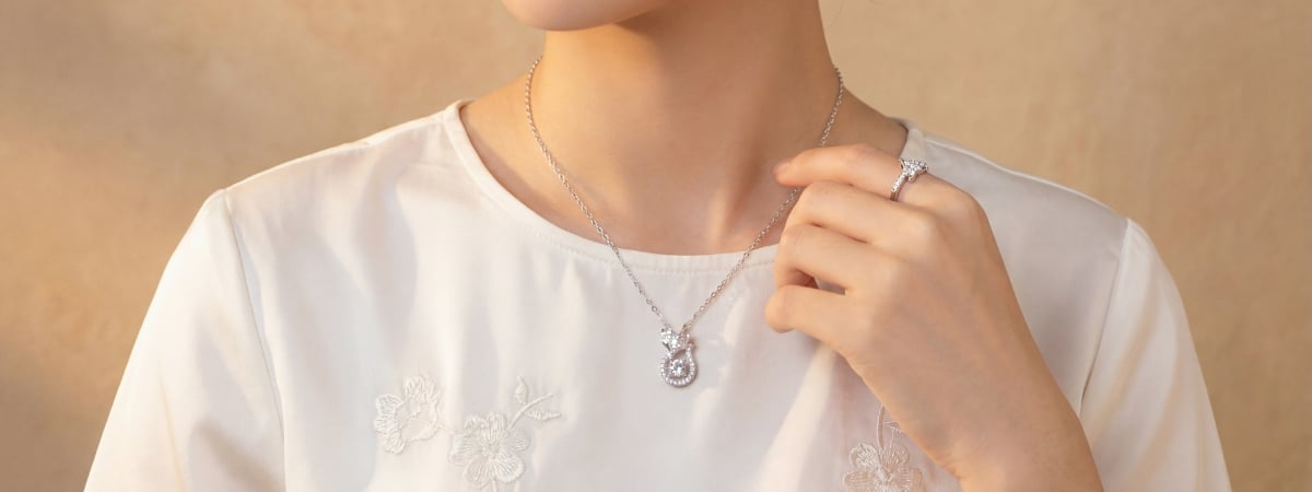 Dây chuyền bạc Việt Nam xi vàng trắng đính kim cương MOISSANITE