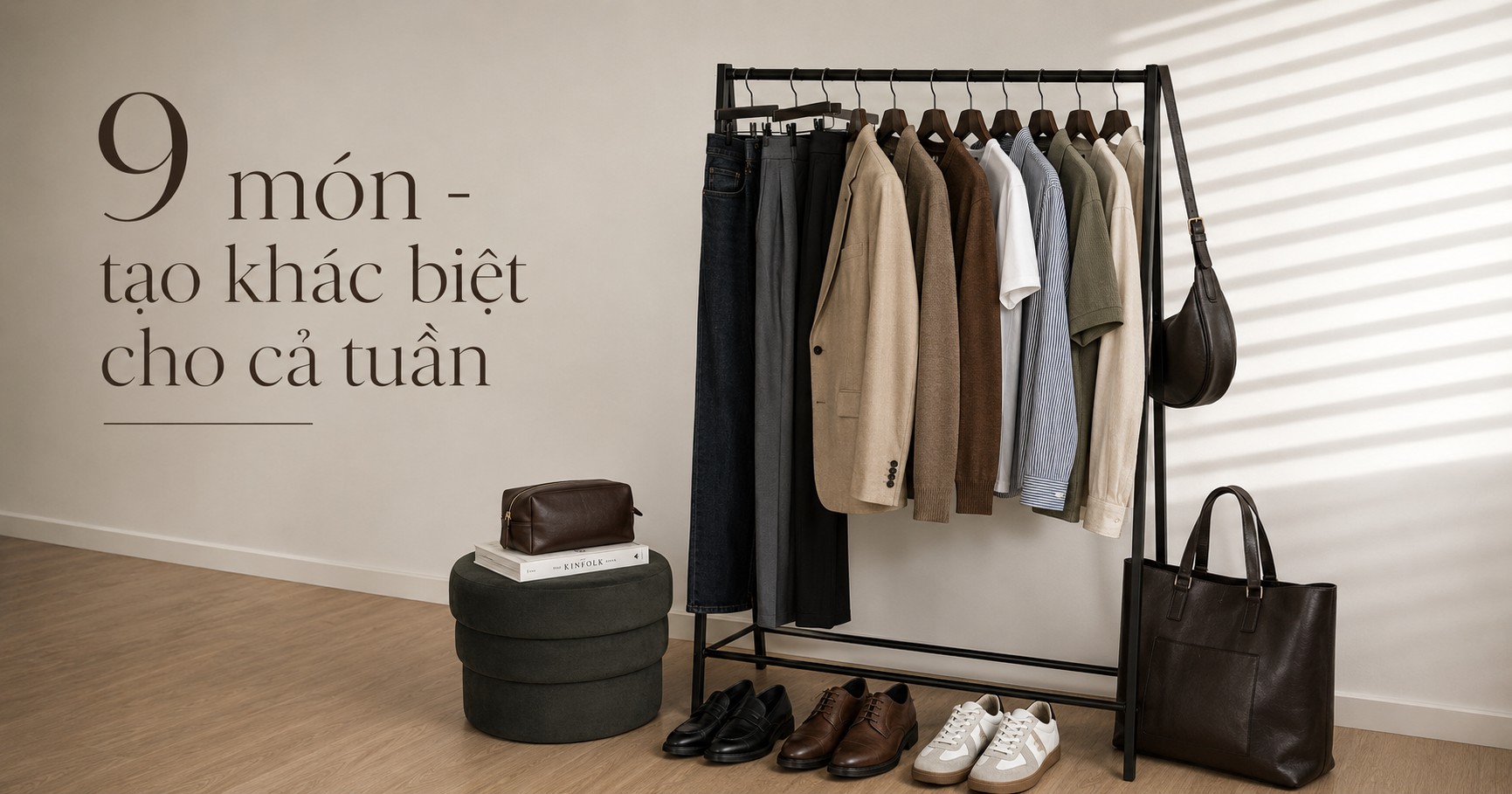Tủ đồ nam 9 món: phối 14 outfit không lặp cho một tuần