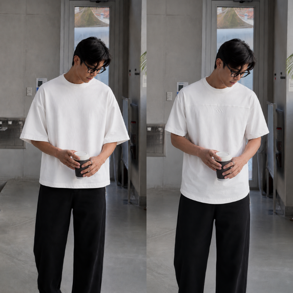 So sánh đường vai áo nam đúng phom và vai rơi sai do chọn quá lớn size