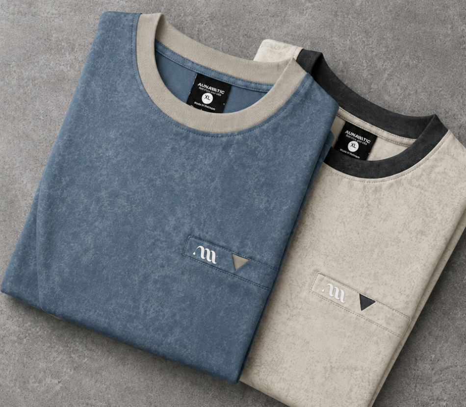 Áo thun nam AUNAMTIC phom relaxed fit với thiết kế tối giản và dễ phối