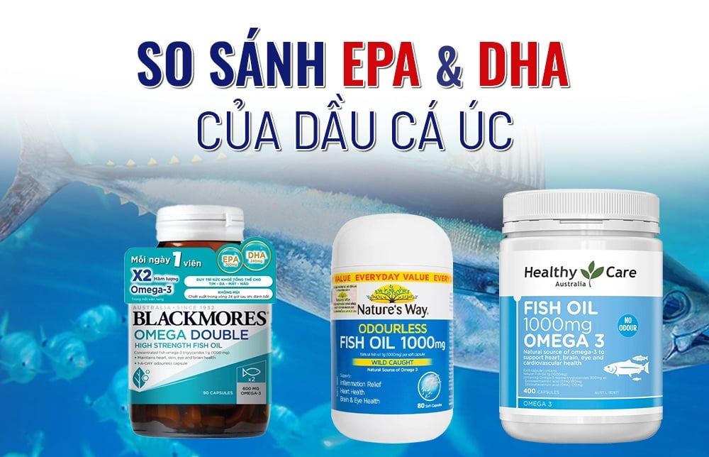 Omega 3 của Úc loại nào tốt? So sánh theo hàm lượng EPA DHA mỗi viên