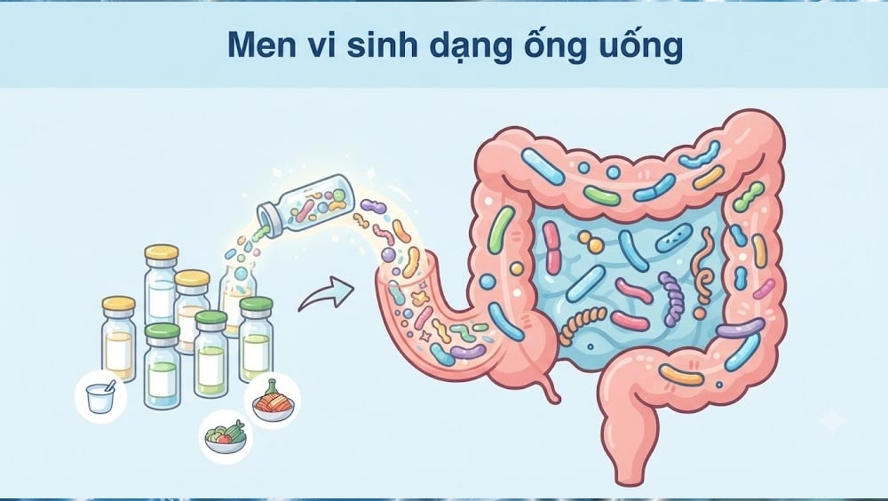 men vi sinh dang uống uông