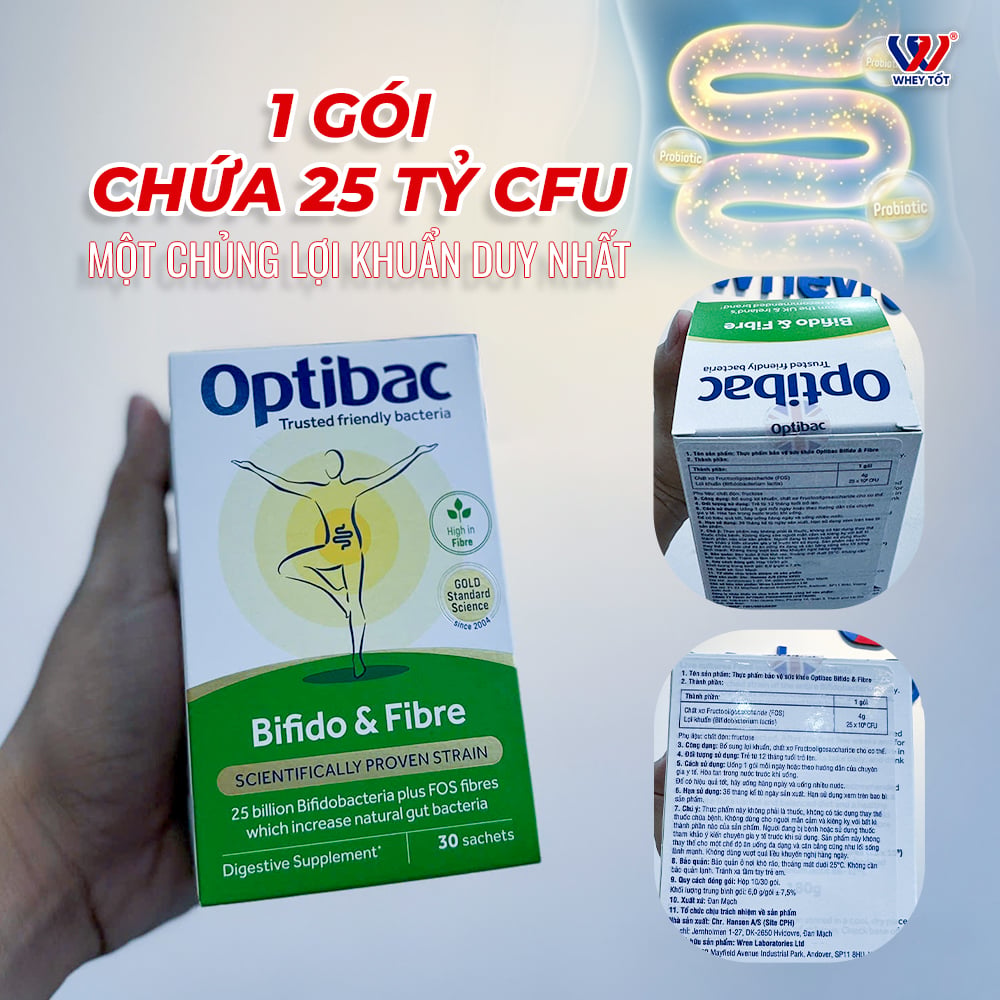 Optibac Bifido & Fibre 30 Gói | 25 tỷ CFU Và 4g Chất Xơ