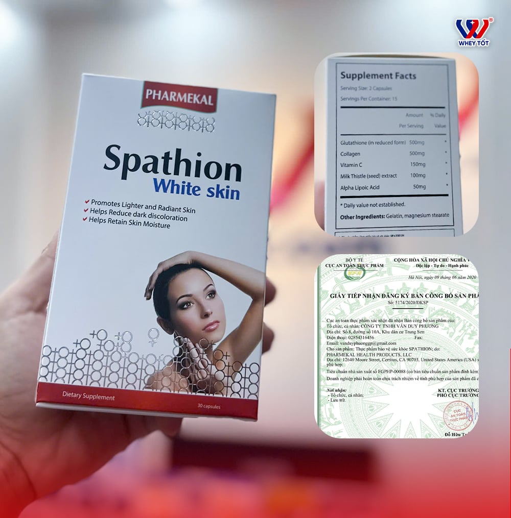 Pharmekal Spathion White Skin 30 Viên | Viên Uống Trắng Da, Mờ Nám Chứa Glutathion