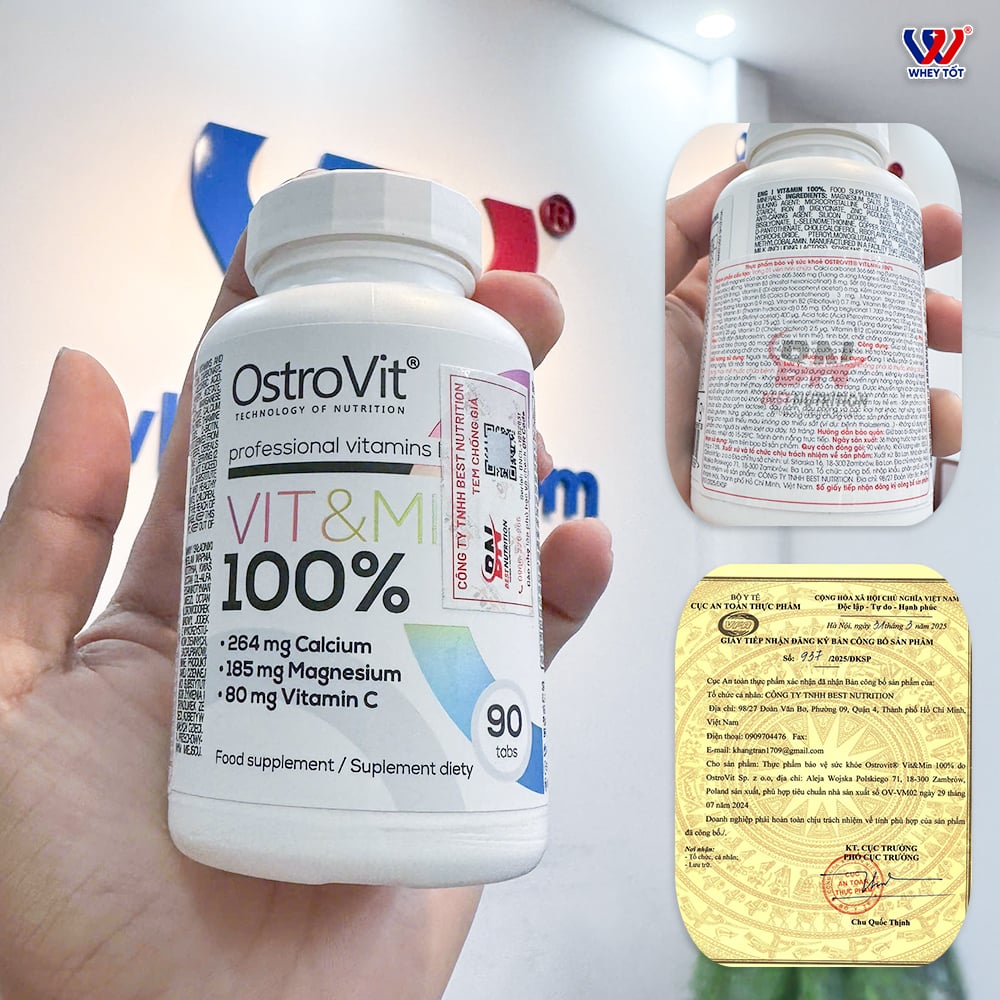 Ostrovit Vitamin Tổng Hợp Vit&Min 100% | Tổng hợp 20 Vitamin Và Khoáng Chất | 90 Viên