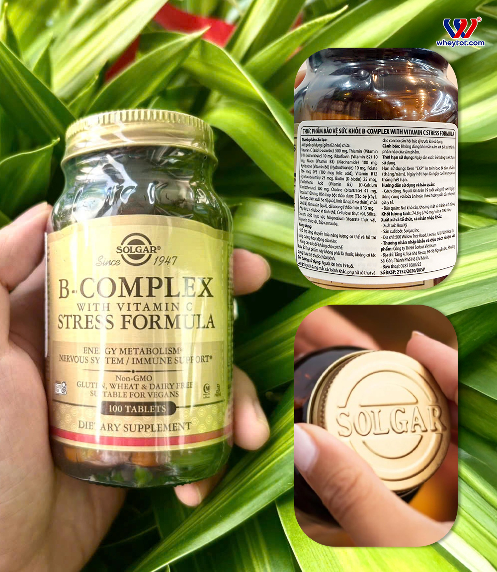 Solgar Viên uống B-Complex with Vitamin C | Hỗ Trợ Trí Não