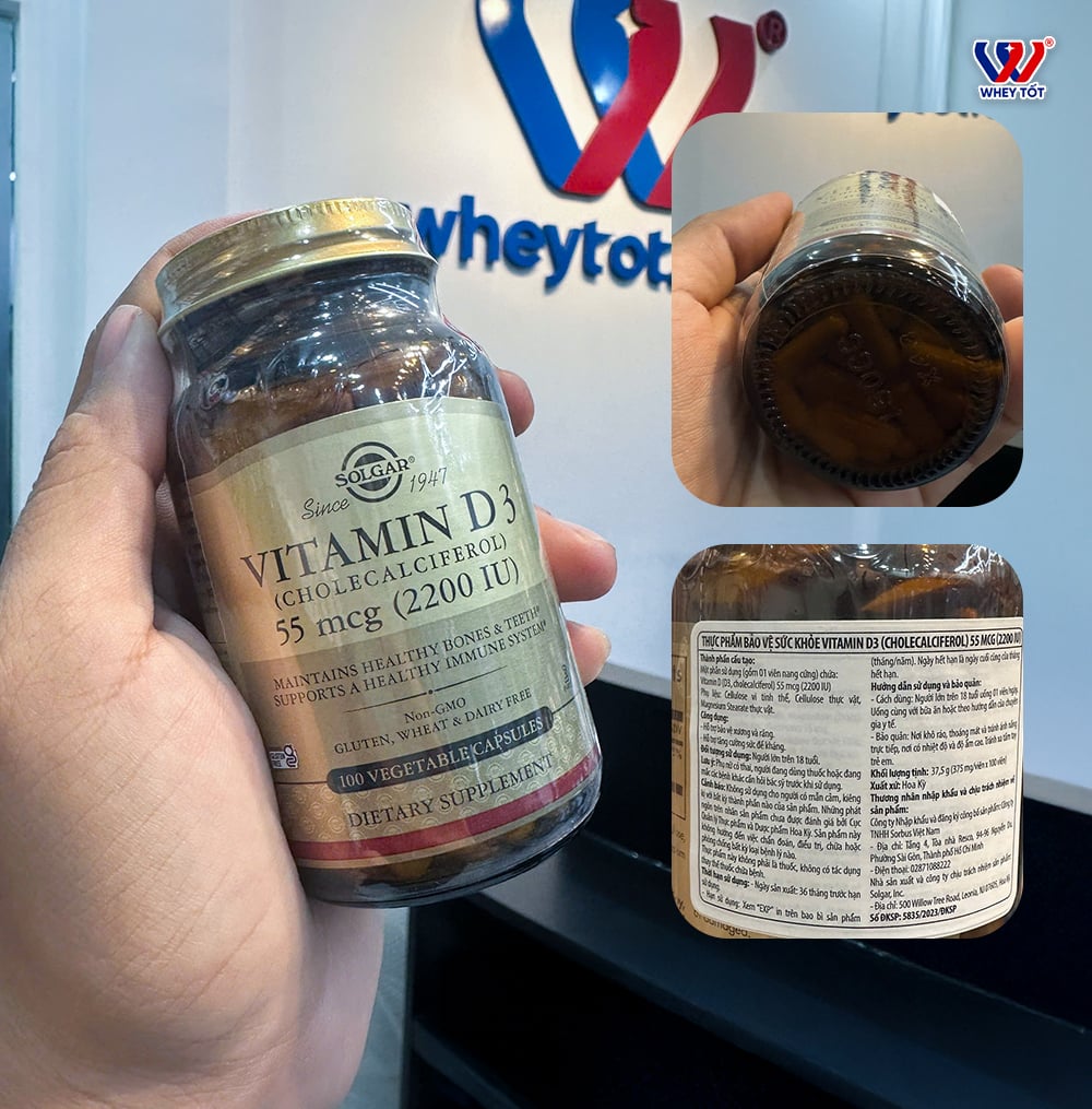 Solgar Vitamin D3 55MCG 2200IU 100 Viên | Hỗ Trợ Xương Khớp