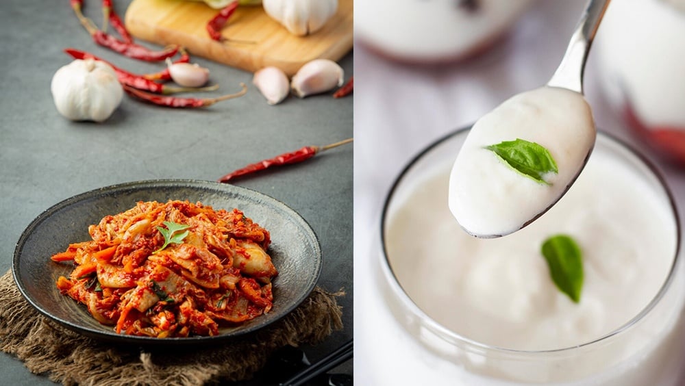 Yogurt and kimchi