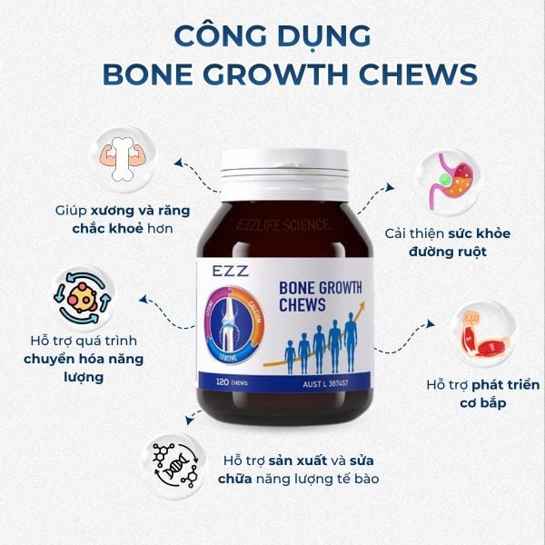 EZZ Bone Growth Chews Tăng Chiều Cao Cho Trẻ