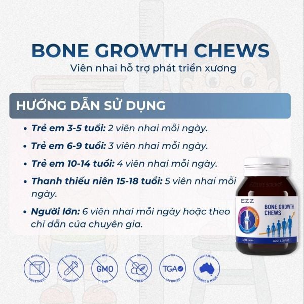 EZZ Bone Growth Chews Tăng Chiều Cao Cho Trẻ