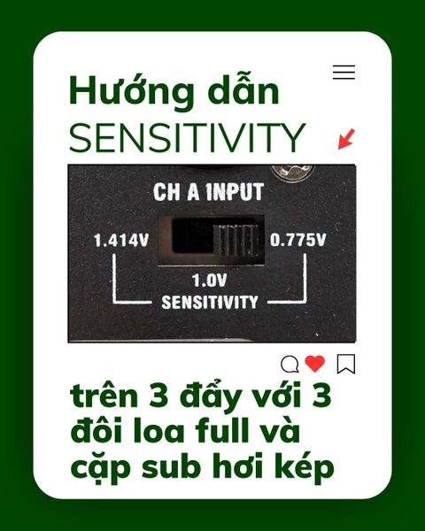 Hướng dẫn chỉnh Sensitivity cho dàn 3 đôi full bass 30 và sub kép 50