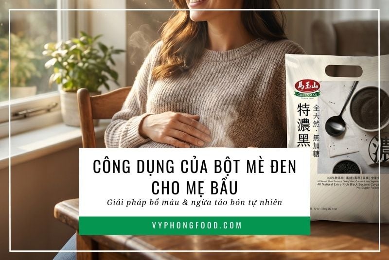 Công dụng của bột mè đen cho mẹ bầu: Giải pháp bổ máu và ngừa táo bón tự nhiên.