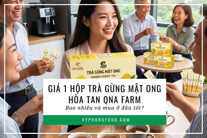 Giá 1 hộp trà gừng mật ong hòa tan QNA Farm bao nhiêu và mua ở đâu tốt?