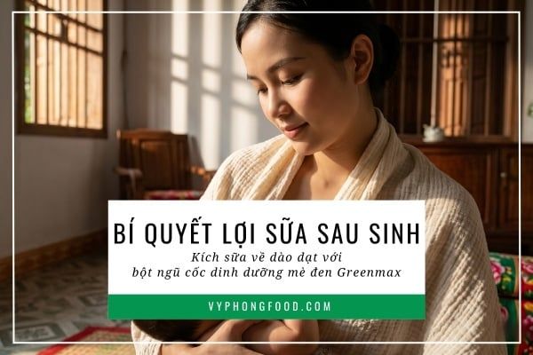 Bí quyết lợi sữa sau sinh: Kích sữa về dào dạt với bột ngũ cốc dinh dưỡng từ mè đen Greenmax.