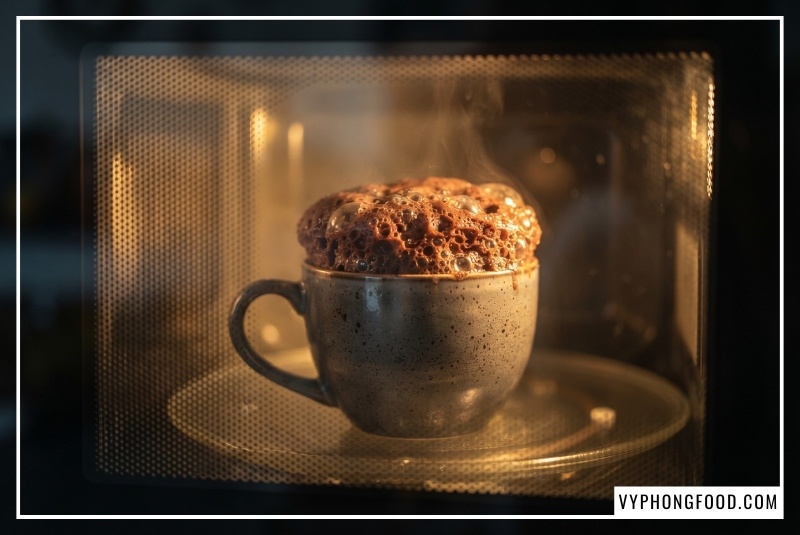 Hình ảnh chiếc bánh mug cake cacao xốp mềm minh họa chi tiết cho cách làm bánh bông lan bằng đường ăn kiêng bằng lò vi sóng siêu tốc. Món bánh được tạo ngọt tự nhiên bằng đường cỏ ngọt Sugarless dạng lon 350g, hoàn toàn không chứa calo, giúp dân văn phòng bận rộn dễ dàng thưởng thức đồ ngọt lành mạnh, tốt cho sức khỏe chỉ trong 5 phút chuẩn bị.