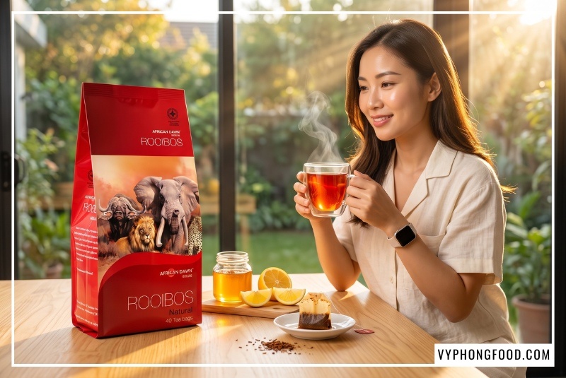 Phụ nữ nâng ly hồng trà giải đáp uống trà thảo mộc giảm cân có tốt không?