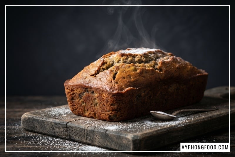 Đường cỏ ngọt Sugarless dạng lon 350g đặt tại trung tâm bàn bếp cùng bánh mì chuối và muffin matcha nướng, minh họa cây cỏ ngọt có tác dụng gì trong việc giữ cấu trúc bánh xốp mềm và ổn định nhiệt độ ở 200°C.