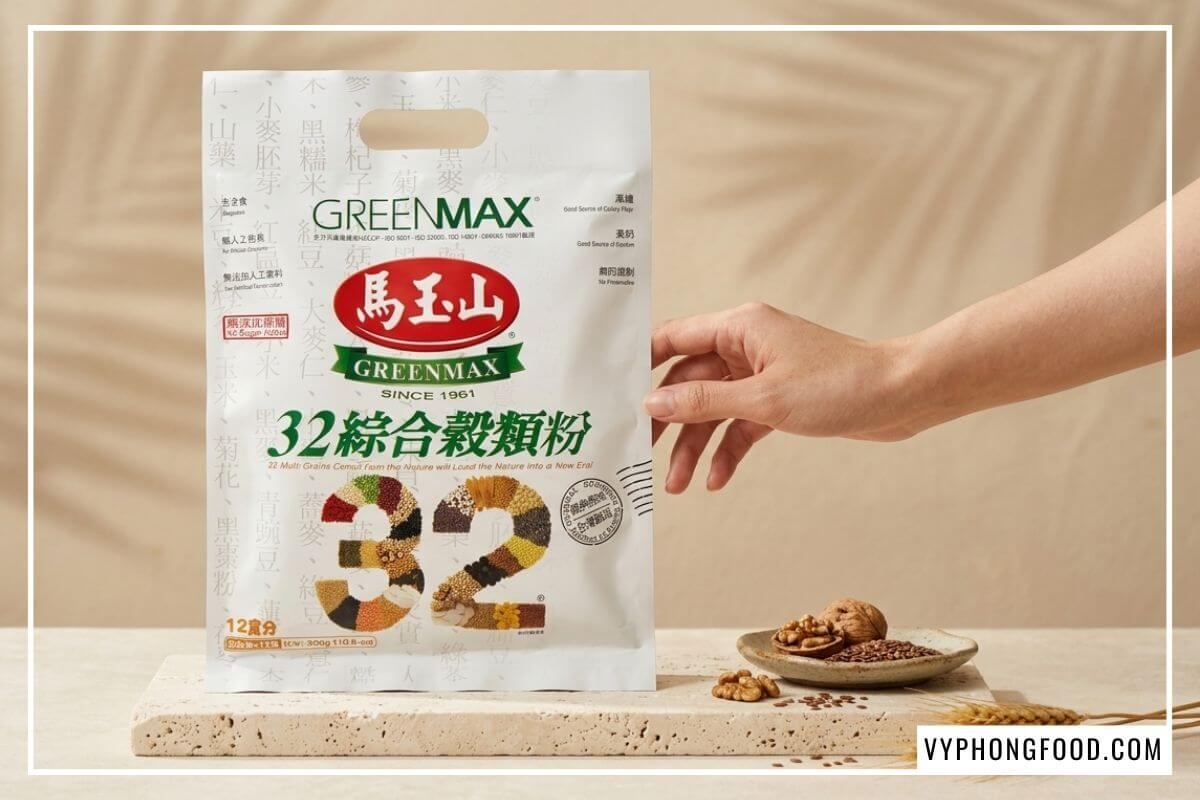 Túi Bột ngũ cốc dinh dưỡng không đường từ 32 loại hạt Greenmax Đài Loan, thực phẩm cho người ăn chay lành sạch.