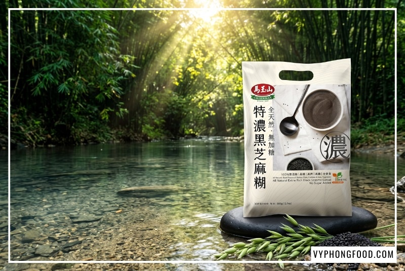 Gói bột ngũ cốc Đài Loan thương hiệu Greenmax không đường từ mè đen nguyên chất giàu canxi tự nhiên giúp bảo vệ tim mạch cho người tiểu đường.