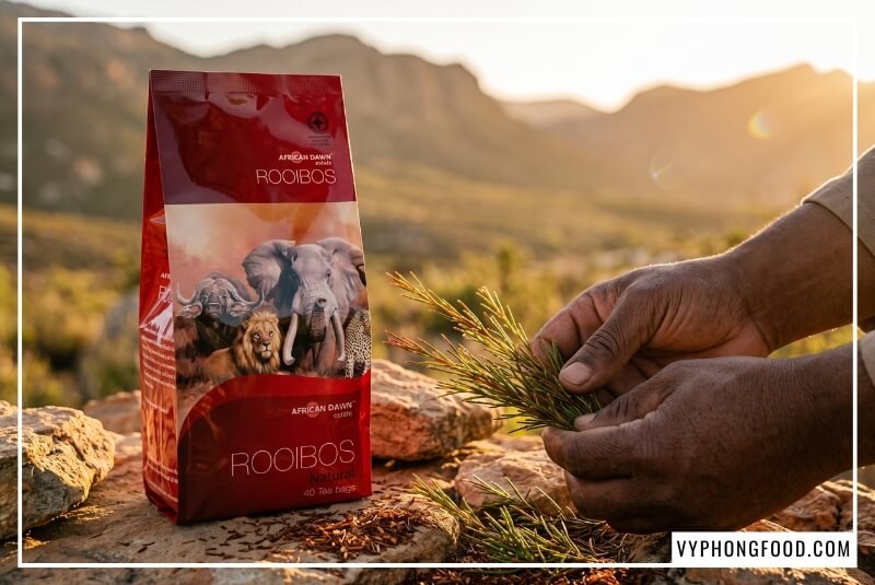 Vụn lá trà kim rooibos đỏ gạch dùng chế biến hồng trà túi lọc thơm dịu