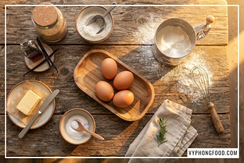 Hình ảnh cận cảnh thành phẩm cốt bánh xốp mềm, vàng ươm từ công thức làm bánh bông lan bằng đường ăn kiêng. Cốt bánh sử dụng đường cỏ ngọt hữu cơ Sugarless thay thế hoàn toàn đường cát trắng, giữ cấu trúc ẩm mịn, không biến chất ở nhiệt độ cao và không sinh calo, lý tưởng cho gia đình và người ăn kiêng.