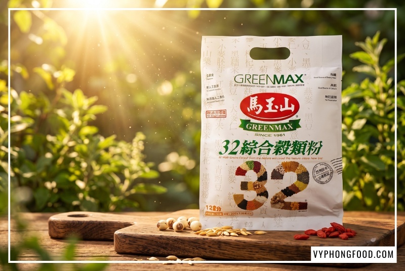 Bột ngũ cốc dinh dưỡng không đường từ 32 loại hạt Greenmax Đài Loan bồi bổ sức khỏe cho người tiểu đường, người ăn kiêng. Giải đáp thắc mắc ngũ cốc đài loan chính hãng mua ở đâu uy tín tại Vy Phong Food.