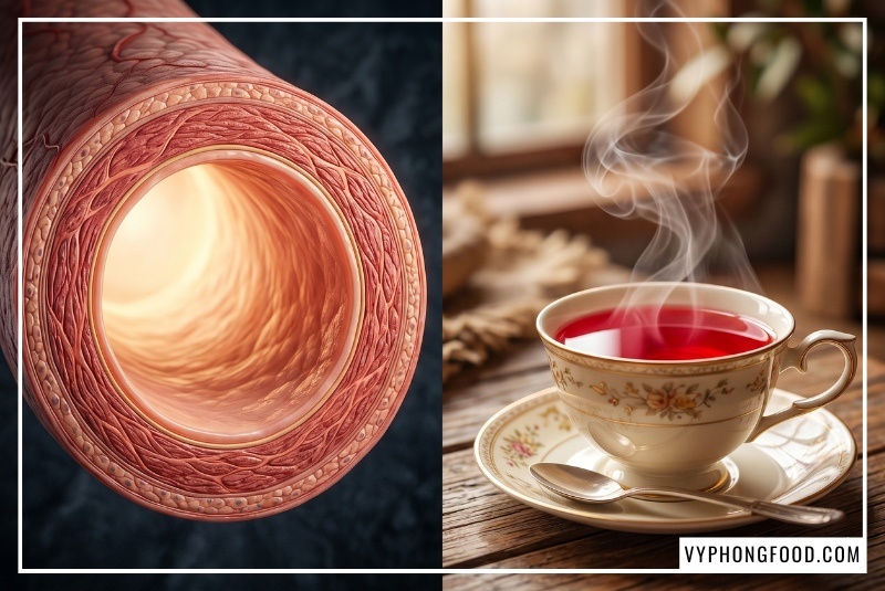 Đồ họa kết quả thử nghiệm lâm sàng của Giáo sư Jeanine Marnewick về tác động của trà rooibos Nam Phi giúp giảm 35% chỉ số Conjugated Dienes, 50% chỉ số Malondialdehydes, hạ cholesterol xấu LDL và tăng cholesterol tốt HDL sau 6 tuần sử dụng.