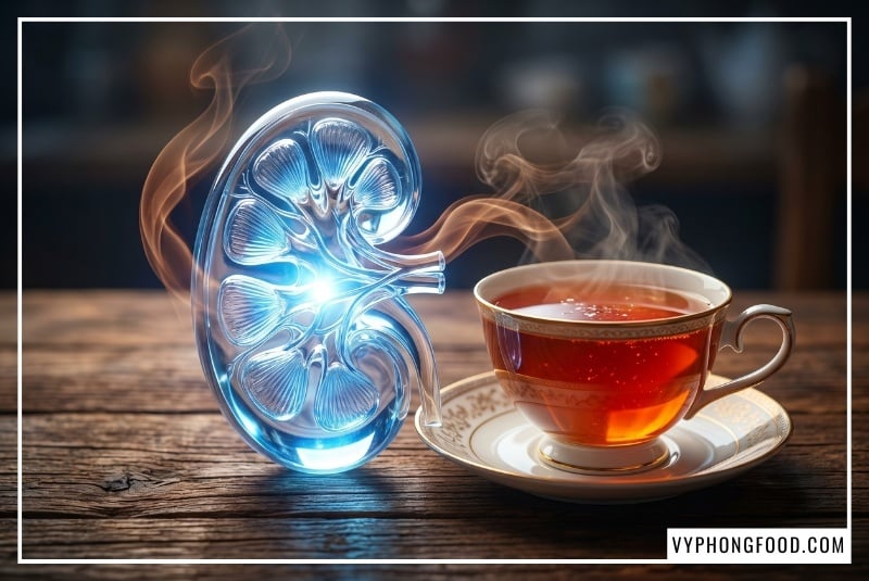 Biểu đồ phân tích hồ sơ hóa sinh của trà rooibos Nam Phi thương hiệu African Dawn cho thấy 0% oxalic acid và lượng tannin cực thấp, giúp ngăn ngừa sỏi thận oxalat canxi và không cản trở quá trình hấp thụ sắt, khẳng định đây là loại trà thảo mộc tốt cho sức khỏe.
