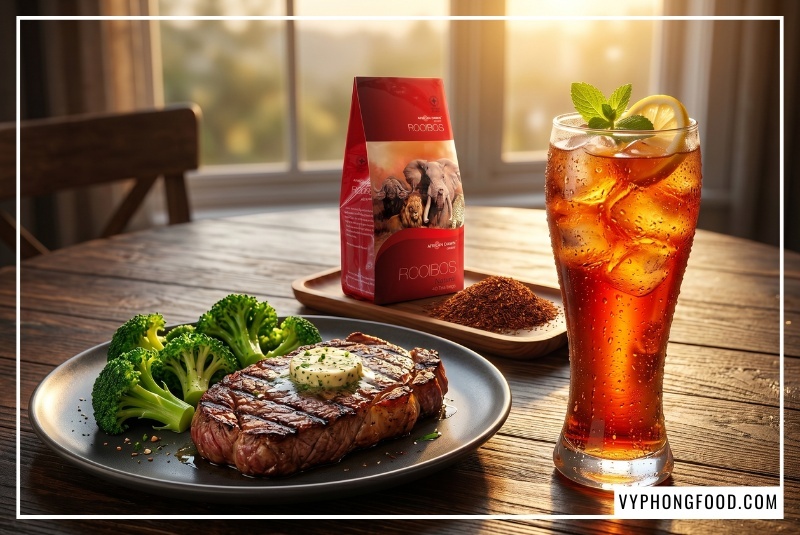 Biểu đồ phân tích hồ sơ hóa sinh của trà rooibos Nam Phi thương hiệu African Dawn cho thấy 0% oxalic acid và lượng tannin cực thấp, giúp ngăn ngừa sỏi thận oxalat canxi và không cản trở quá trình hấp thụ sắt, khẳng định đây là loại trà thảo mộc tốt cho sức khỏe.