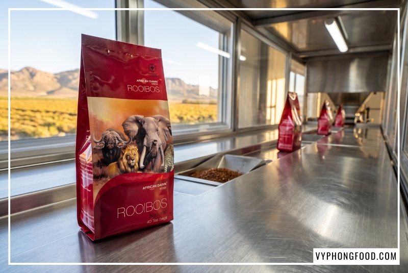 Dây chuyền sản xuất inox đóng gói trà rooibos nguyên liệu African Dawn đạt chuẩn EU PDO tại Nam Phi