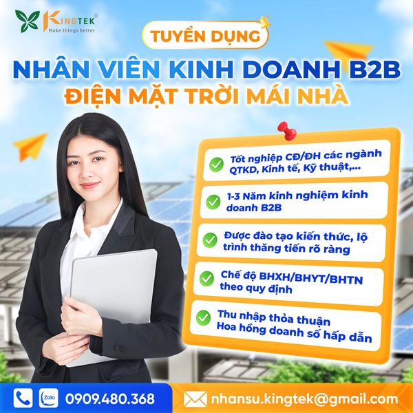 Nhân Viên Kinh Doanh B2B Điện Mặt Trời Mái Nhà (C&I) – Rooftop Solar Sales