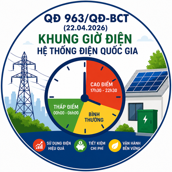 QĐ 963/QĐ-BCT (22/04/2026) Quy định mới nhất về khung giờ cao điểm, thấp điểm và giờ bình thường hệ thống điện quốc gia