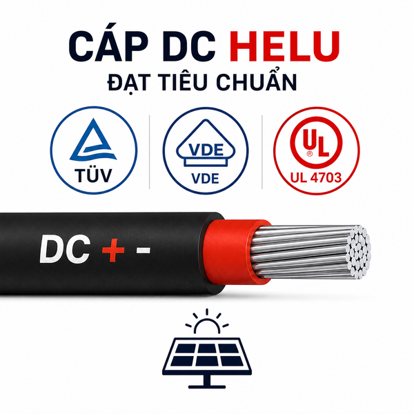 Cáp DC HELU đạt tiêu chuẩn TÜV, VDE và UL 4703: Bảo chứng chất lượng cho mọi dự án Solar