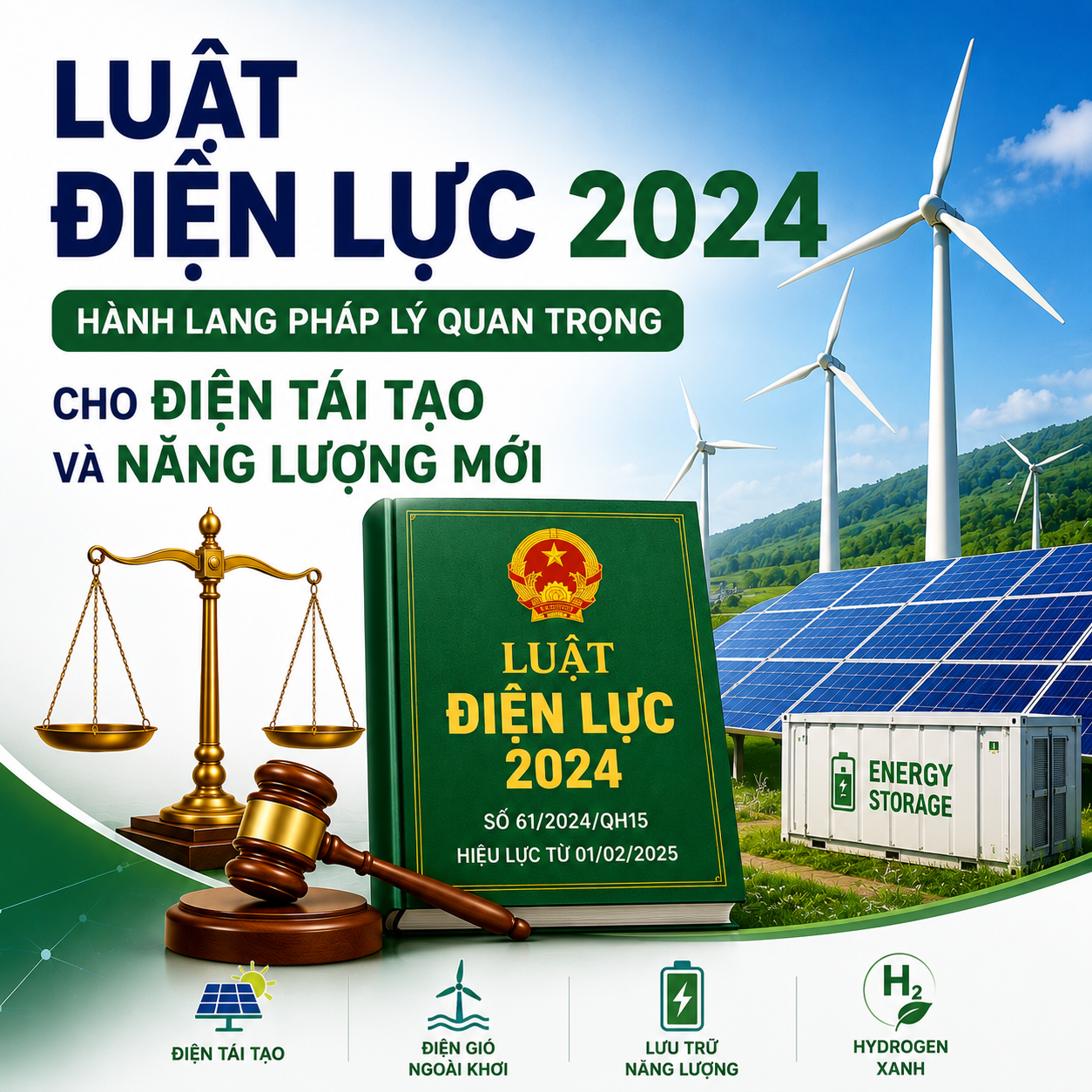 Luật Điện lực 2024 - Hành lang pháp lý quan trọng cho điện tái tạo và năng lượng mới