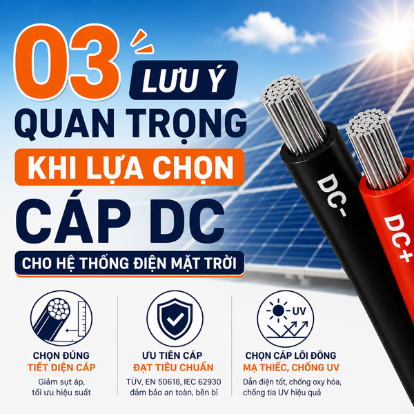 03 lưu ý quan trọng khi lựa chọn cáp DC cho hệ thống điện mặt trời