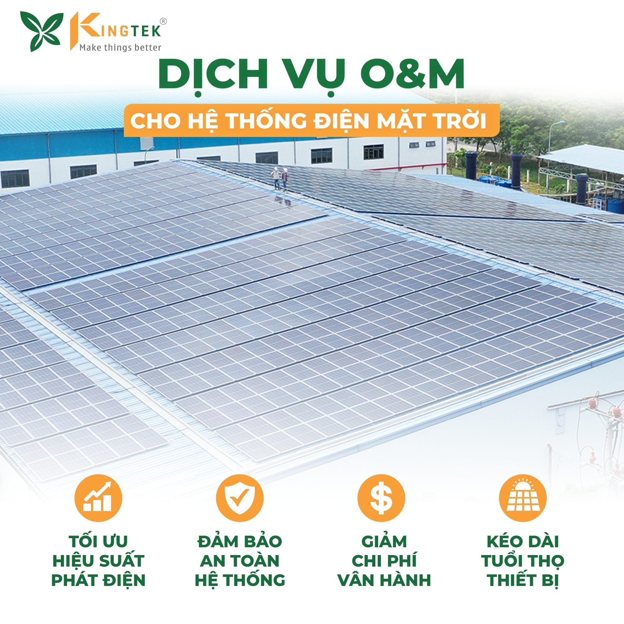 Kingtek cung cấp Dịch vụ O&M hiệu quả cho hệ thống điện mặt trời mái nhà